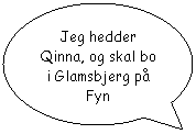 Oval billedforklaring: Jeg hedder Qinna, og skal bo i Glamsbjerg p Fyn 
